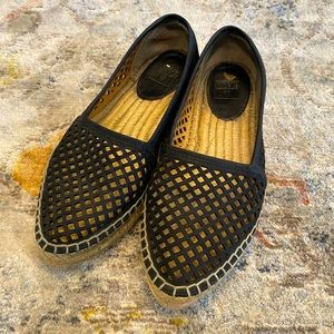 Frye Womens Lee A Line Black Perforated Slip On Espadrille Flats Size US 7.5 M